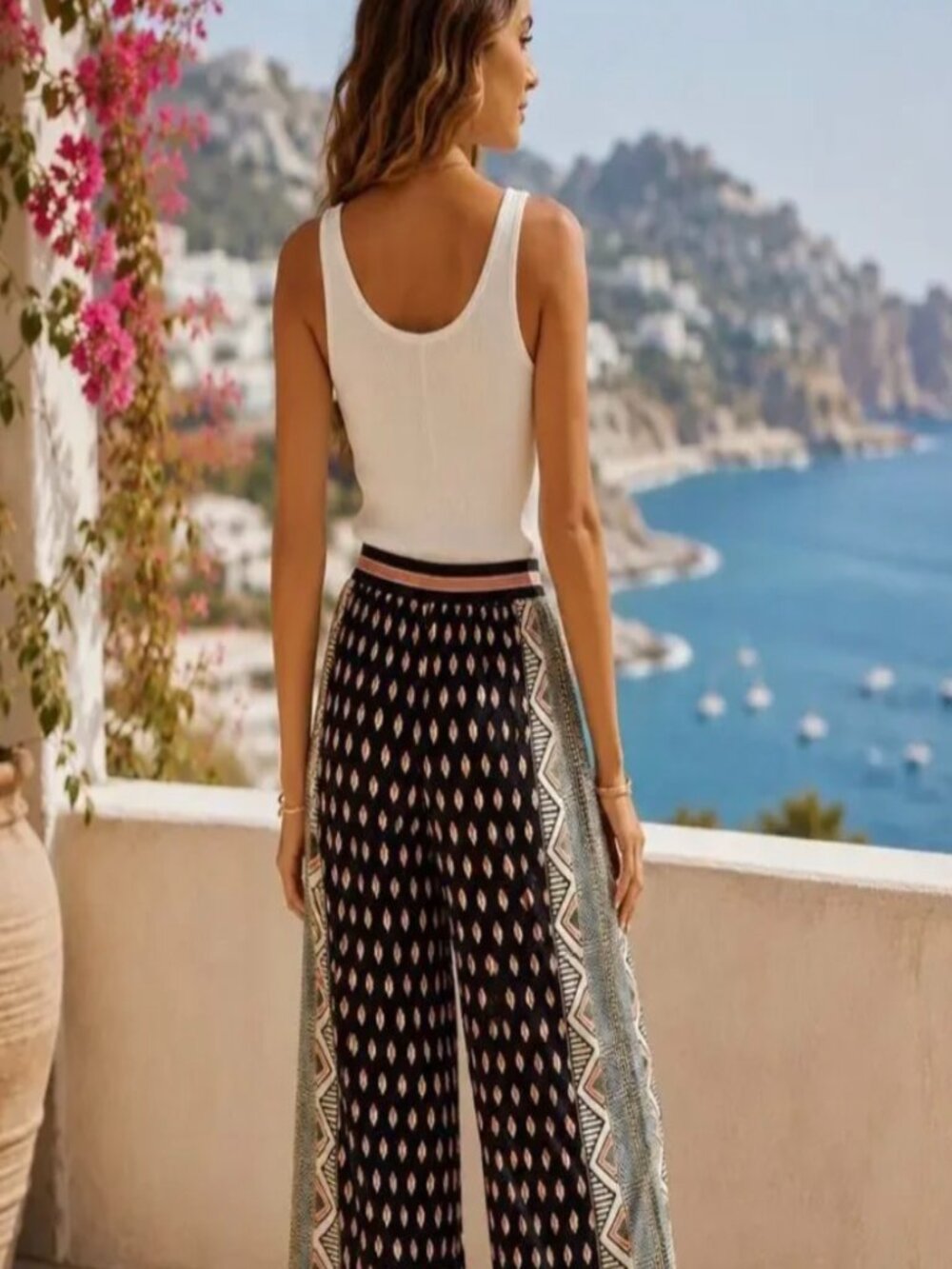 Anthropologie Maeve Rooibos Aztec Wide Leg Pants Size L - Picture 2 of 4